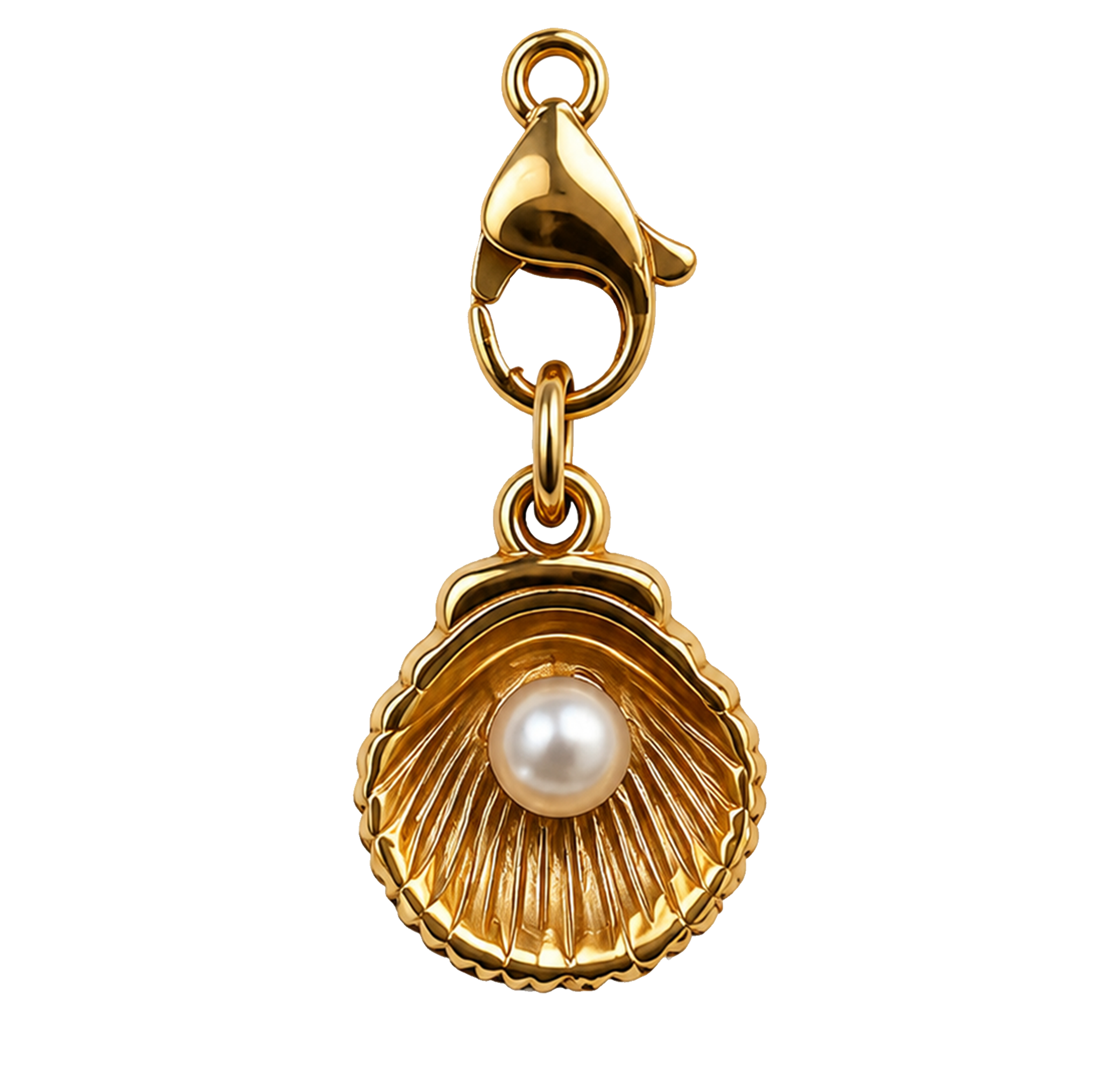 CH-CV-018 –Gold Pearl Shell Charm