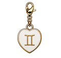 CH-SE-011 Gemini White Zodiac Heart Charm