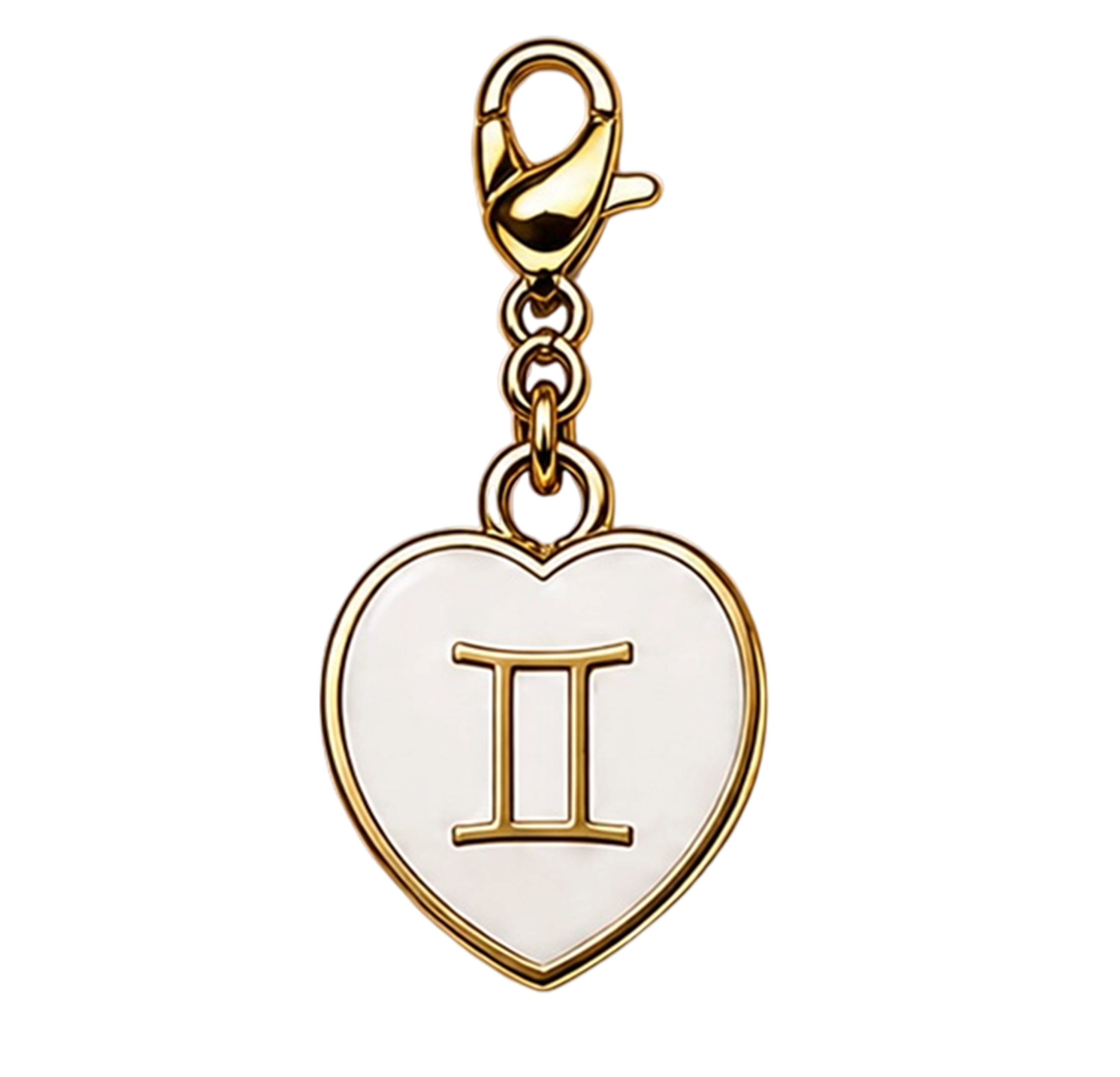 CH-SE-011 Gemini White Zodiac Heart Charm
