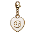 CH-SE-012 Cancer White Zodiac Heart Charm