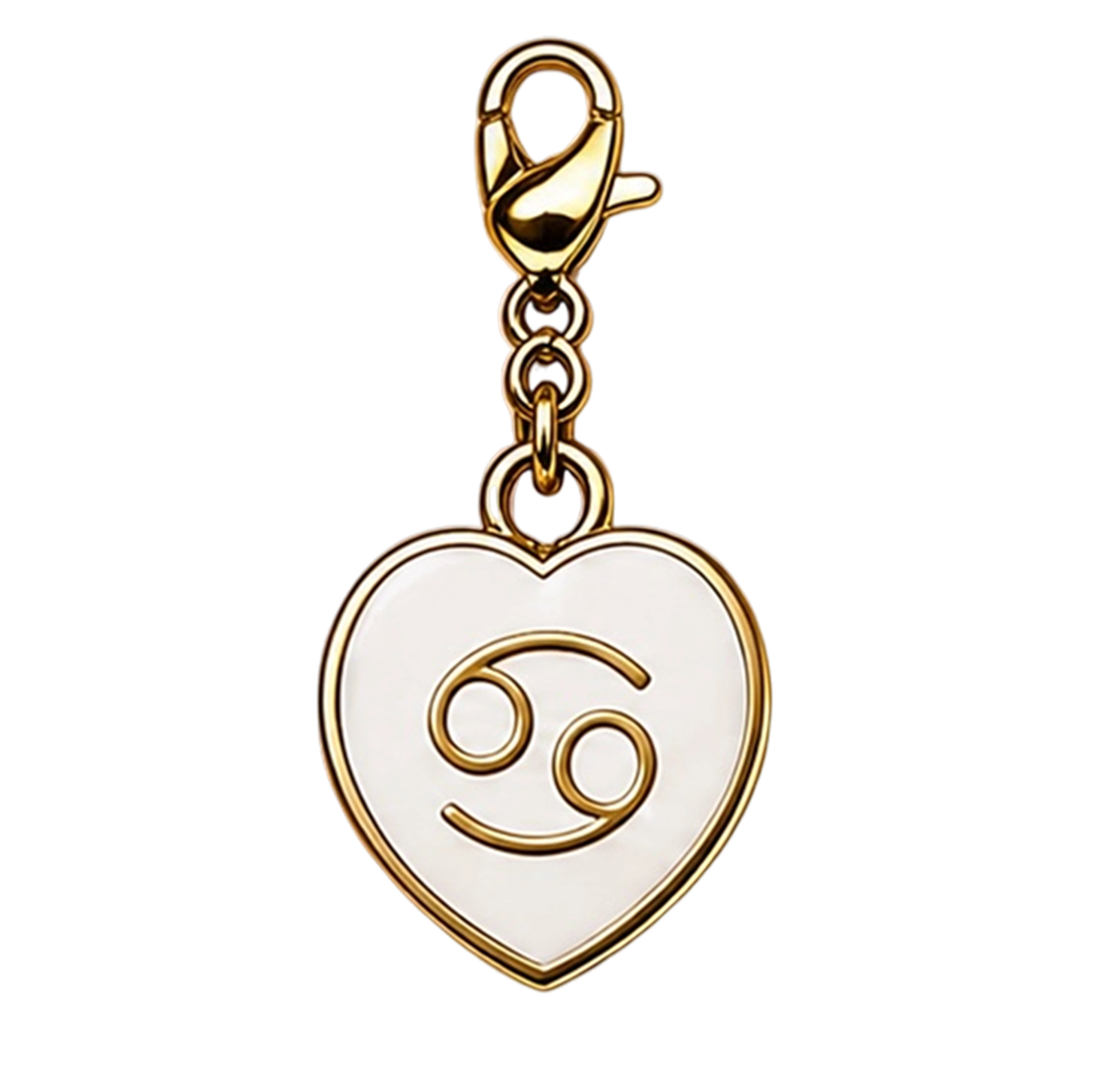 CH-SE-012 Cancer White Zodiac Heart Charm