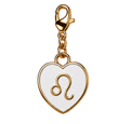 CH-SE-013 Leo White Zodiac Heart Charm