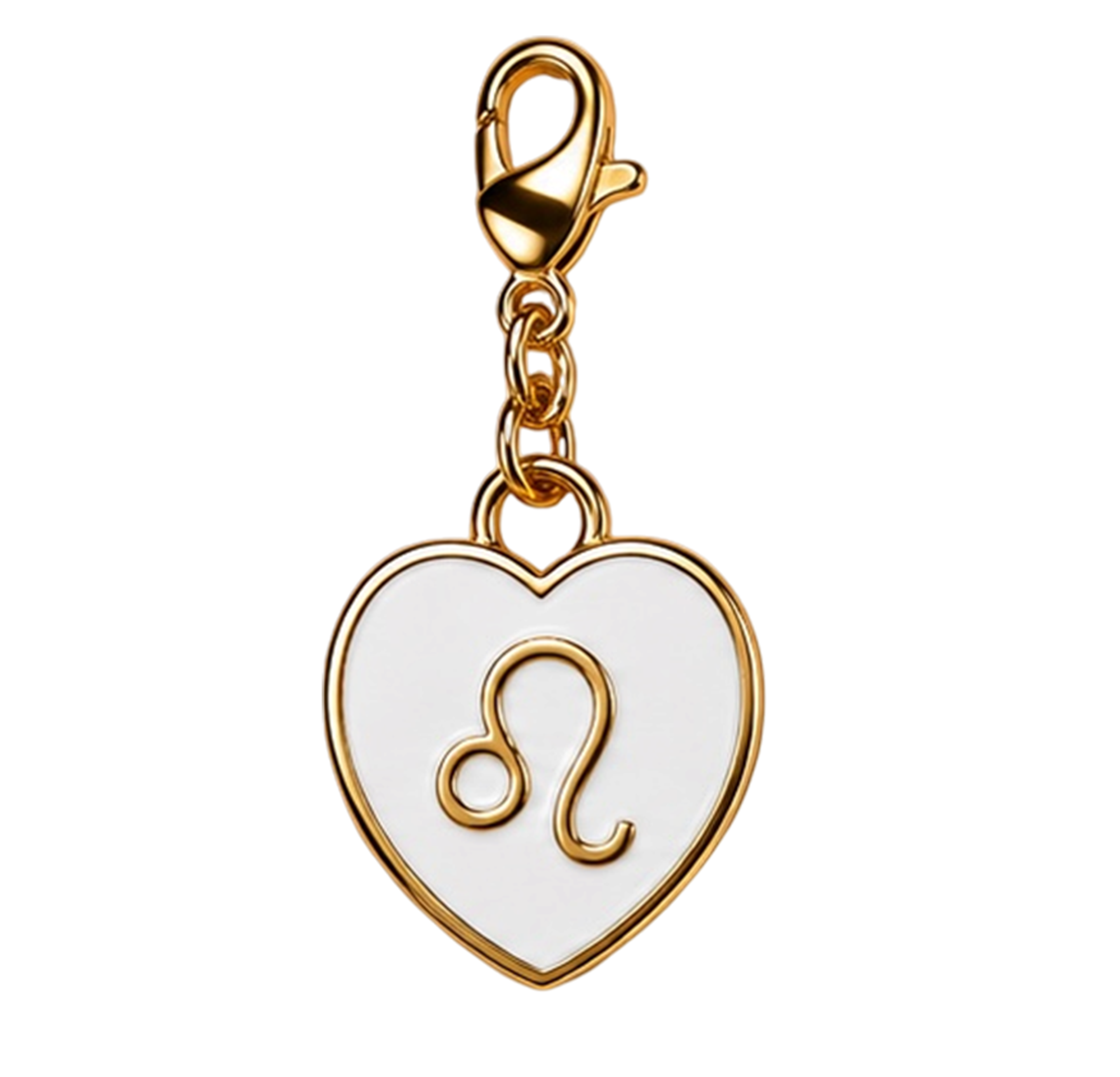 CH-SE-013 Leo White Zodiac Heart Charm