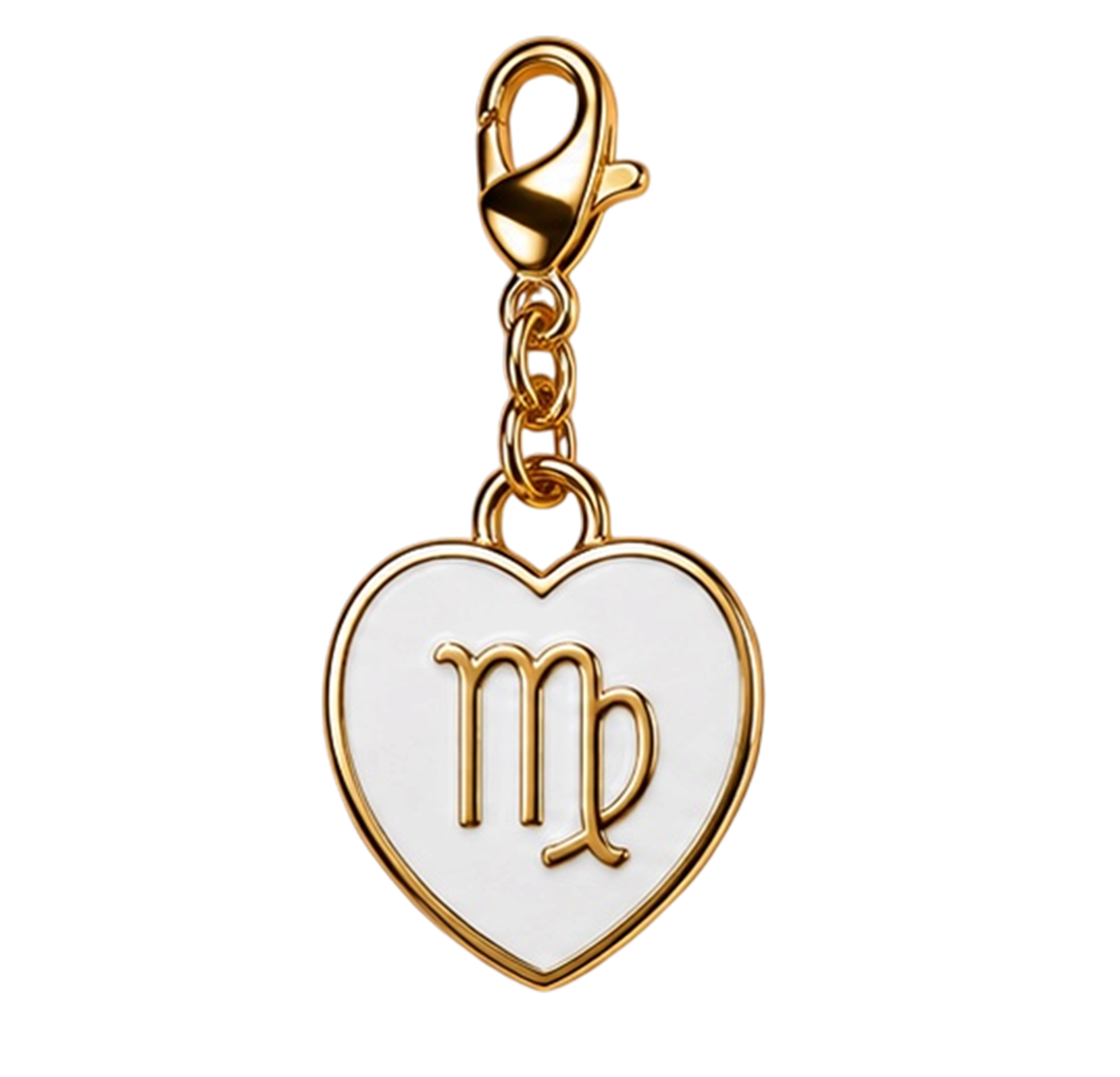 CH-SE-014 Virgo White Zodiac Heart Charm