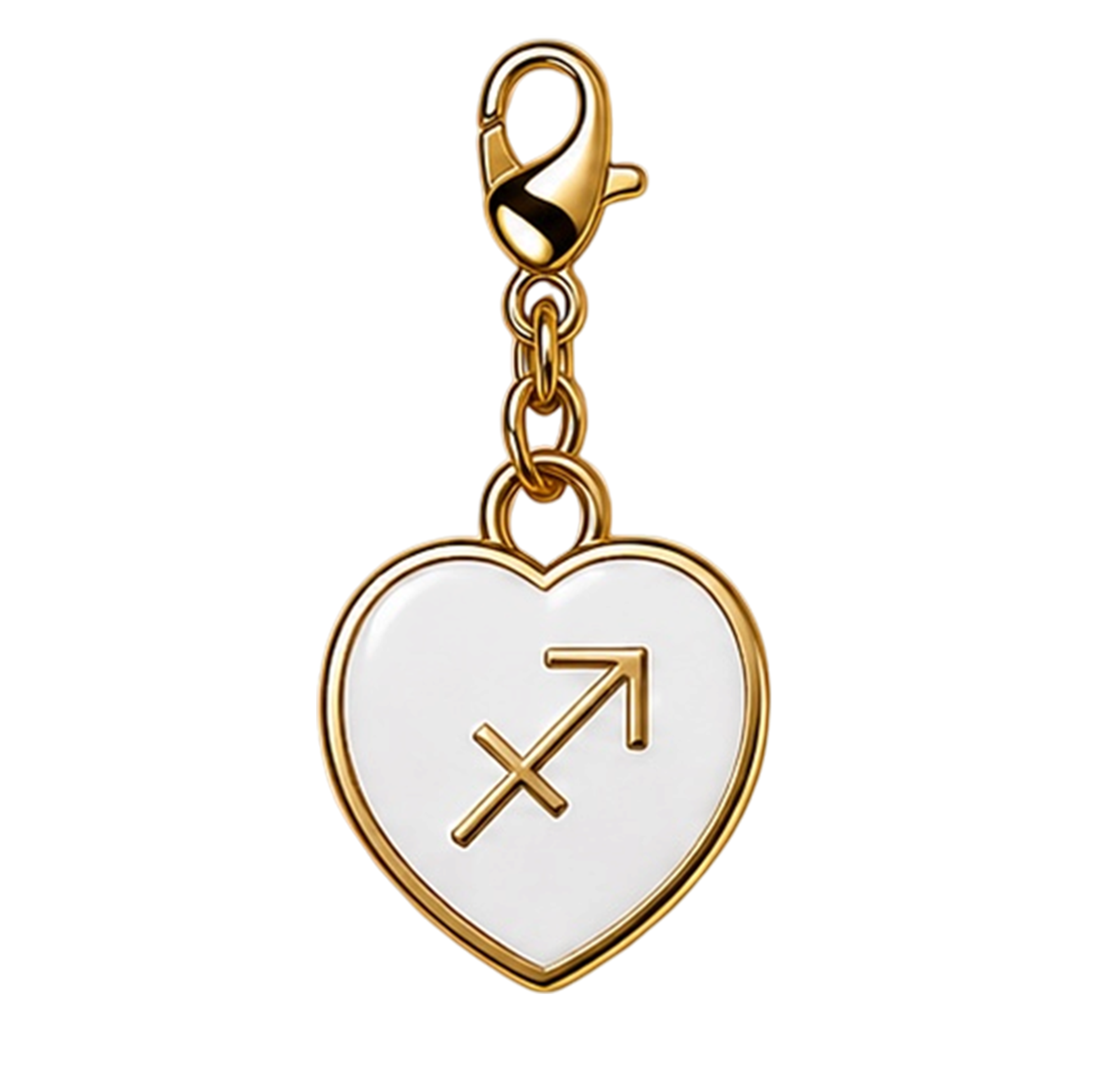 CH-SE-017 White Sagittarius Zodiac Heart Charm