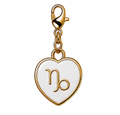 CH-SE-018 White Capricorn Zodiac Heart Charm