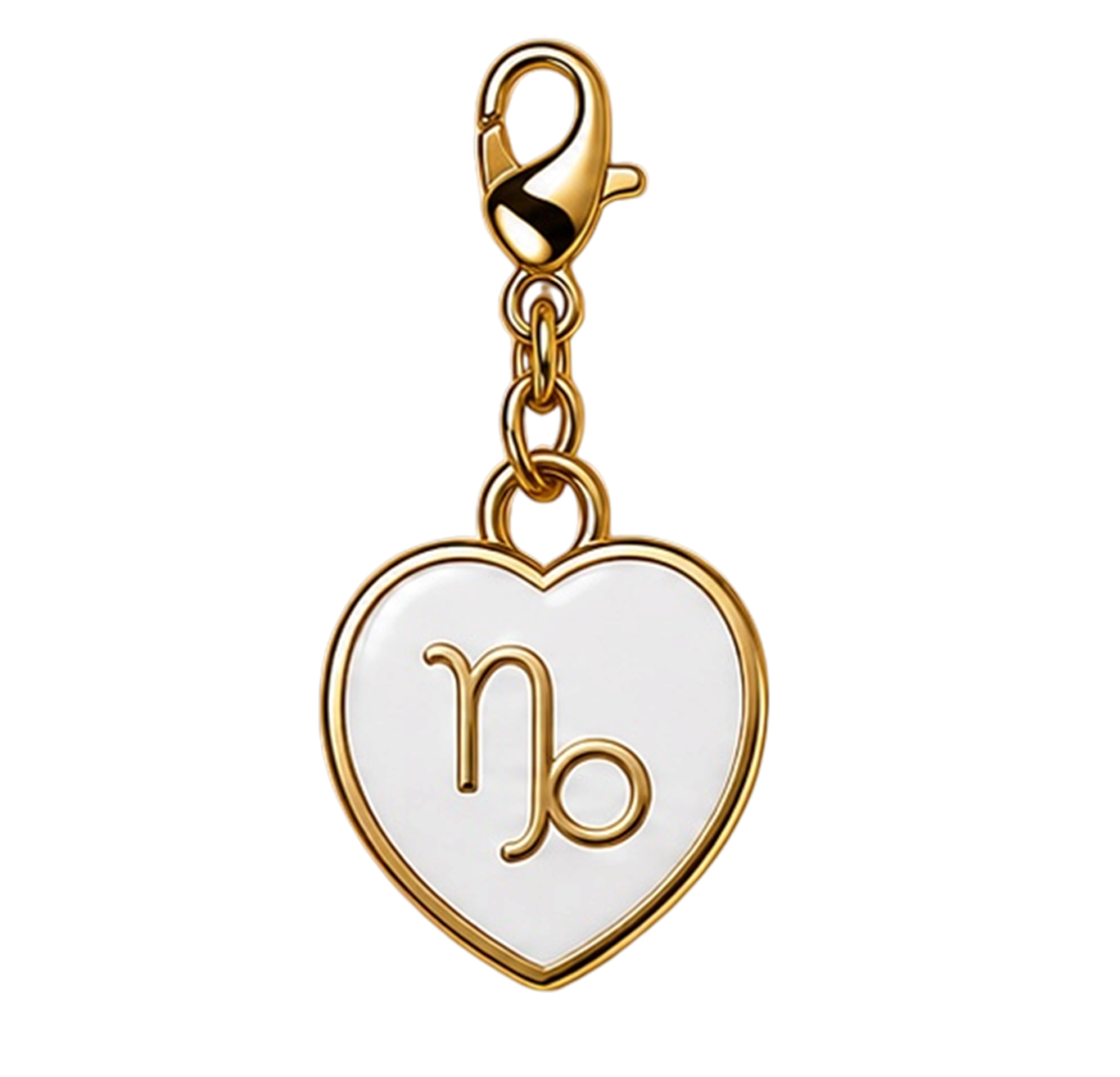 CH-SE-018 White Capricorn Zodiac Heart Charm
