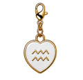 CH-SE-019 White Aquarius Zodiac Heart Charm