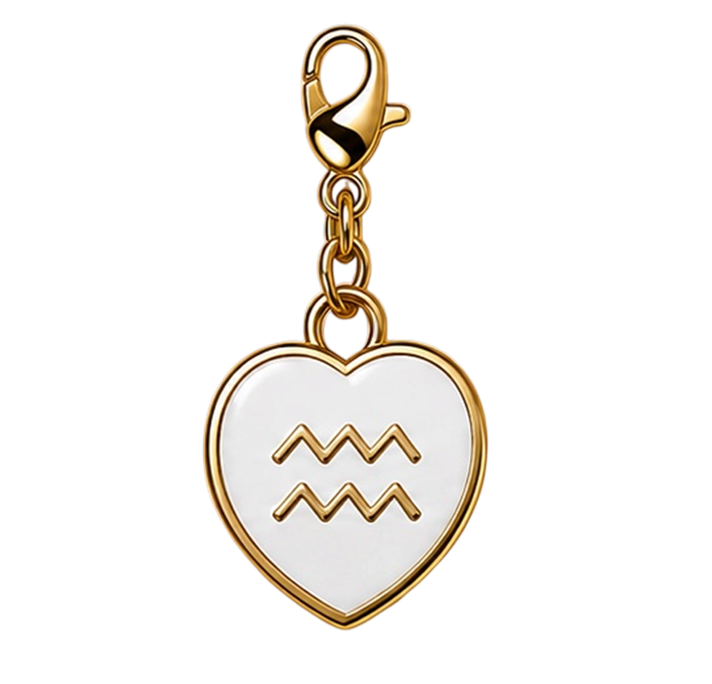 CH-SE-019 White Aquarius Zodiac Heart Charm