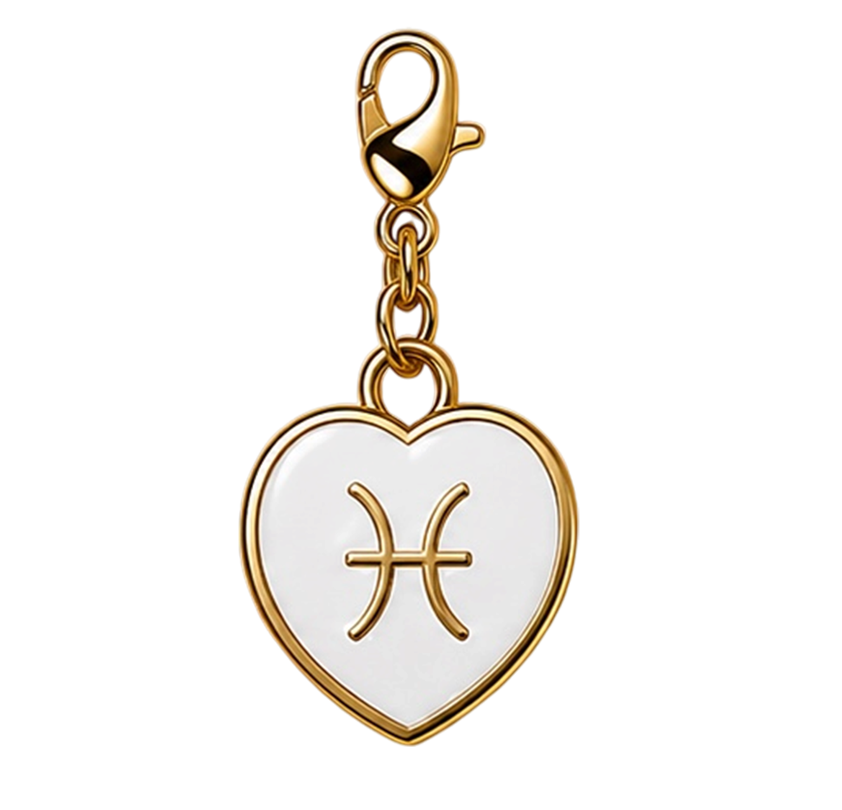 CH-SE-020 Pisces White Zodiac Heart Charm