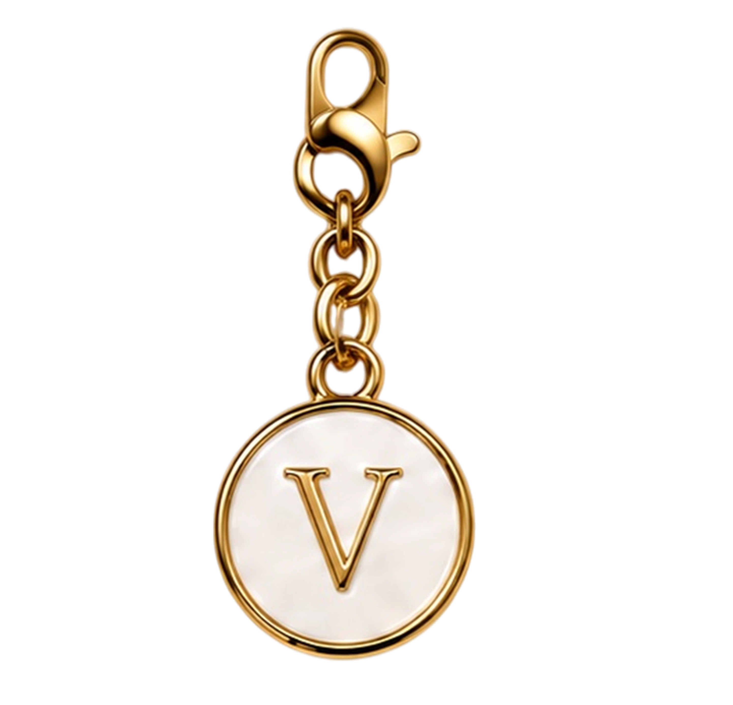 CH-SE-042 White Initial V Charm