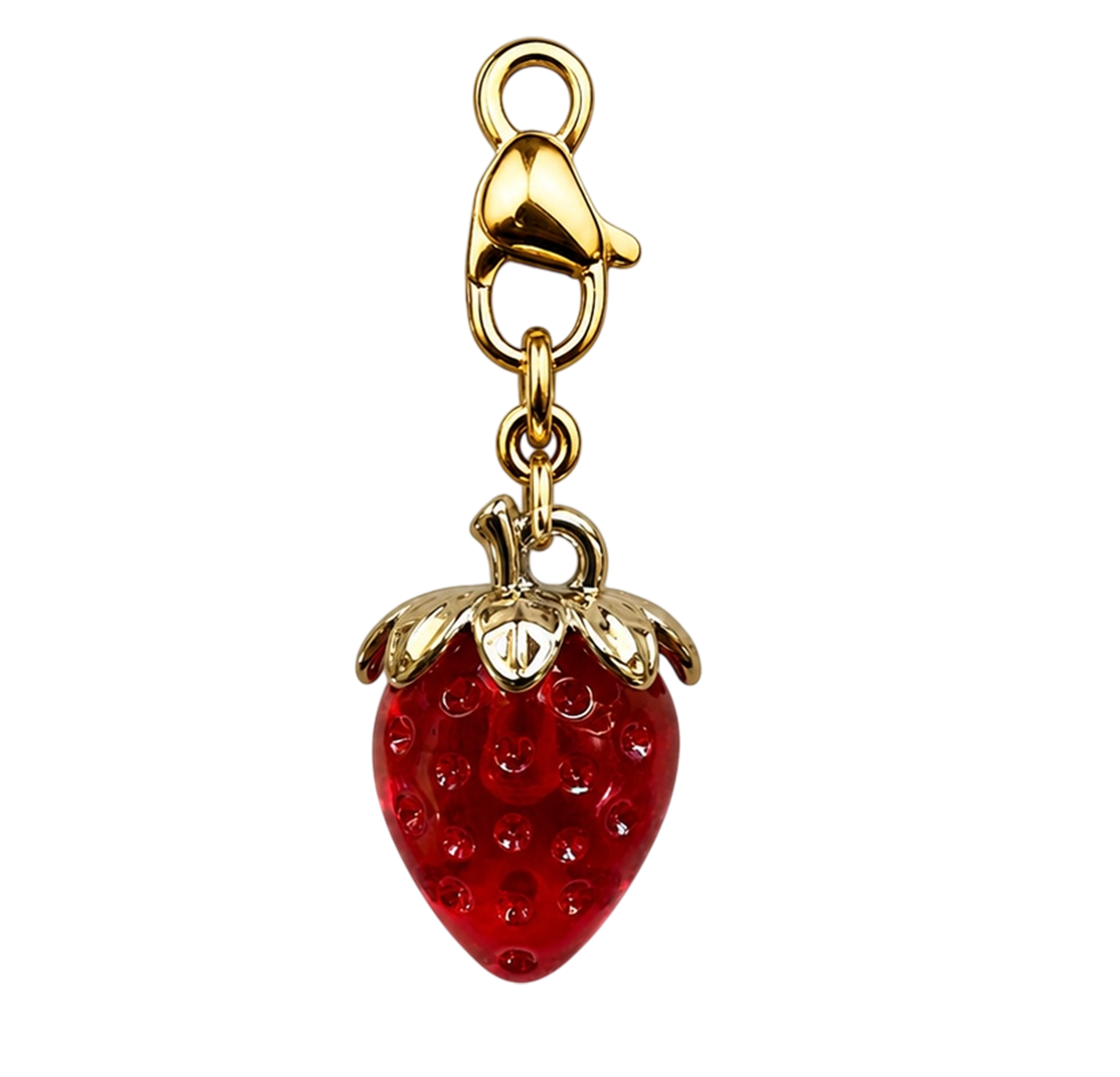 CN007 Red Crystal Strawberry Bag & Keychain Charm