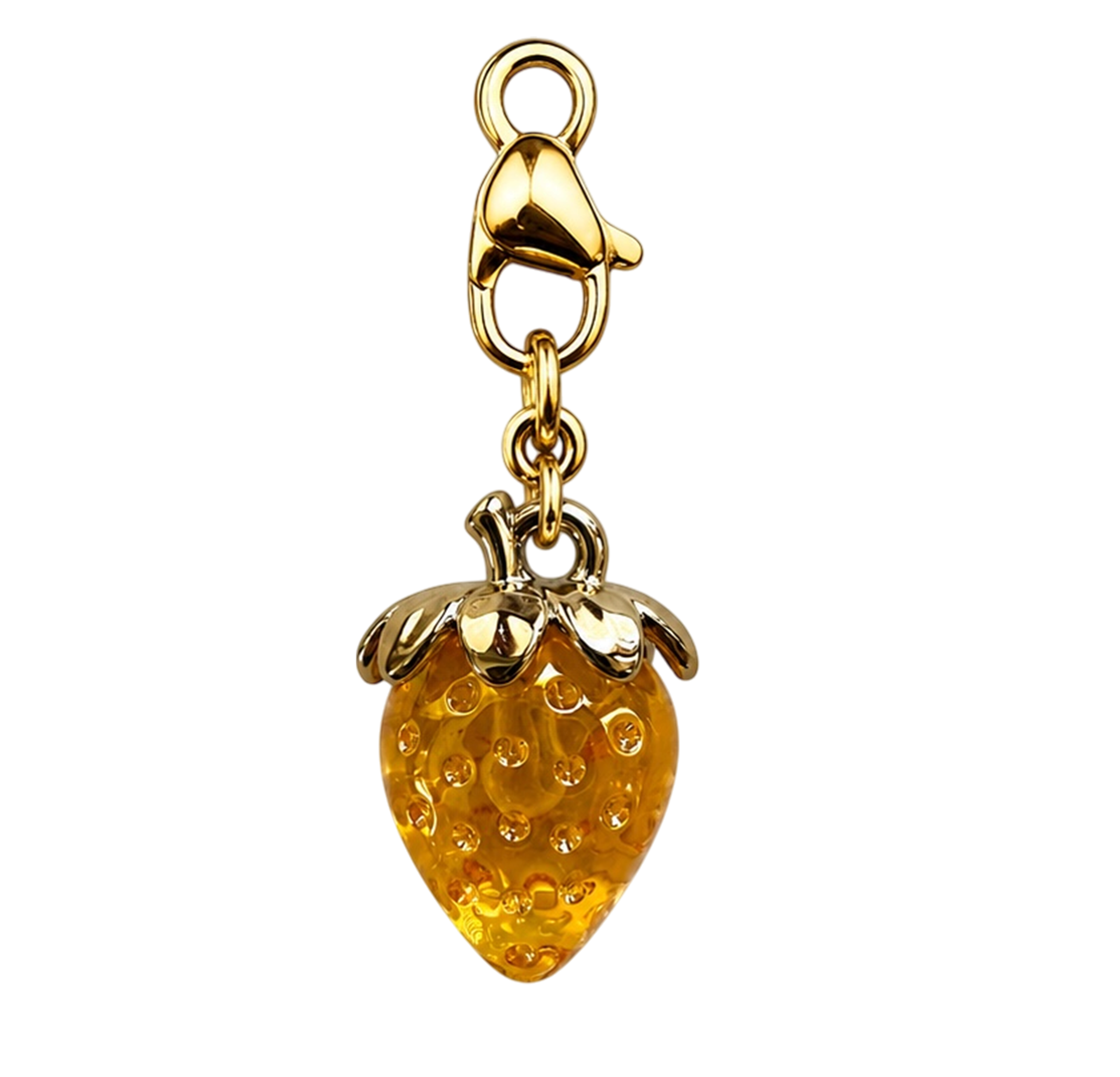 CN007 Yellow Crystal Strawberry Bag & Keychain Charm