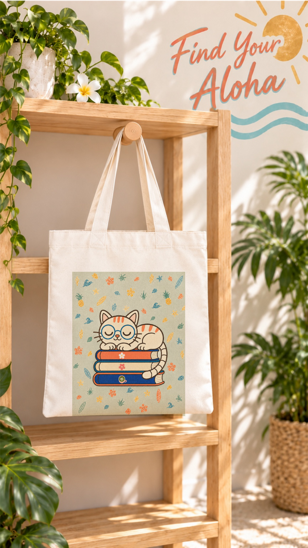 Coastal Sleeping Cat & Books Collection