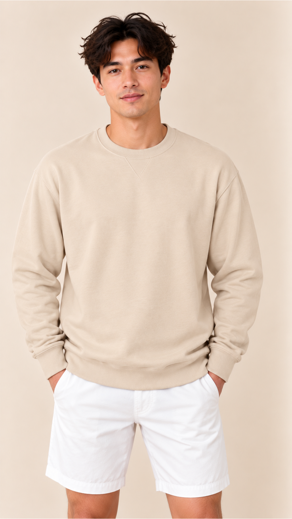 Custom Men's Sweatshirt-Beige