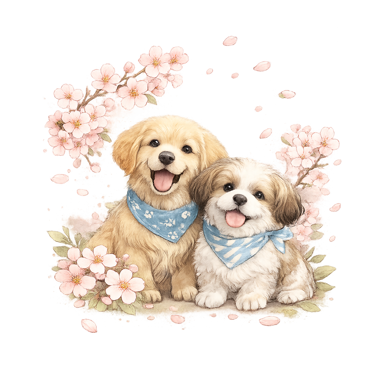 Sakura and Dogs Graphic