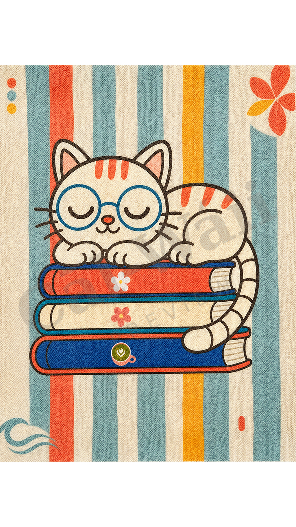 Sleeping Cat & Books Collection