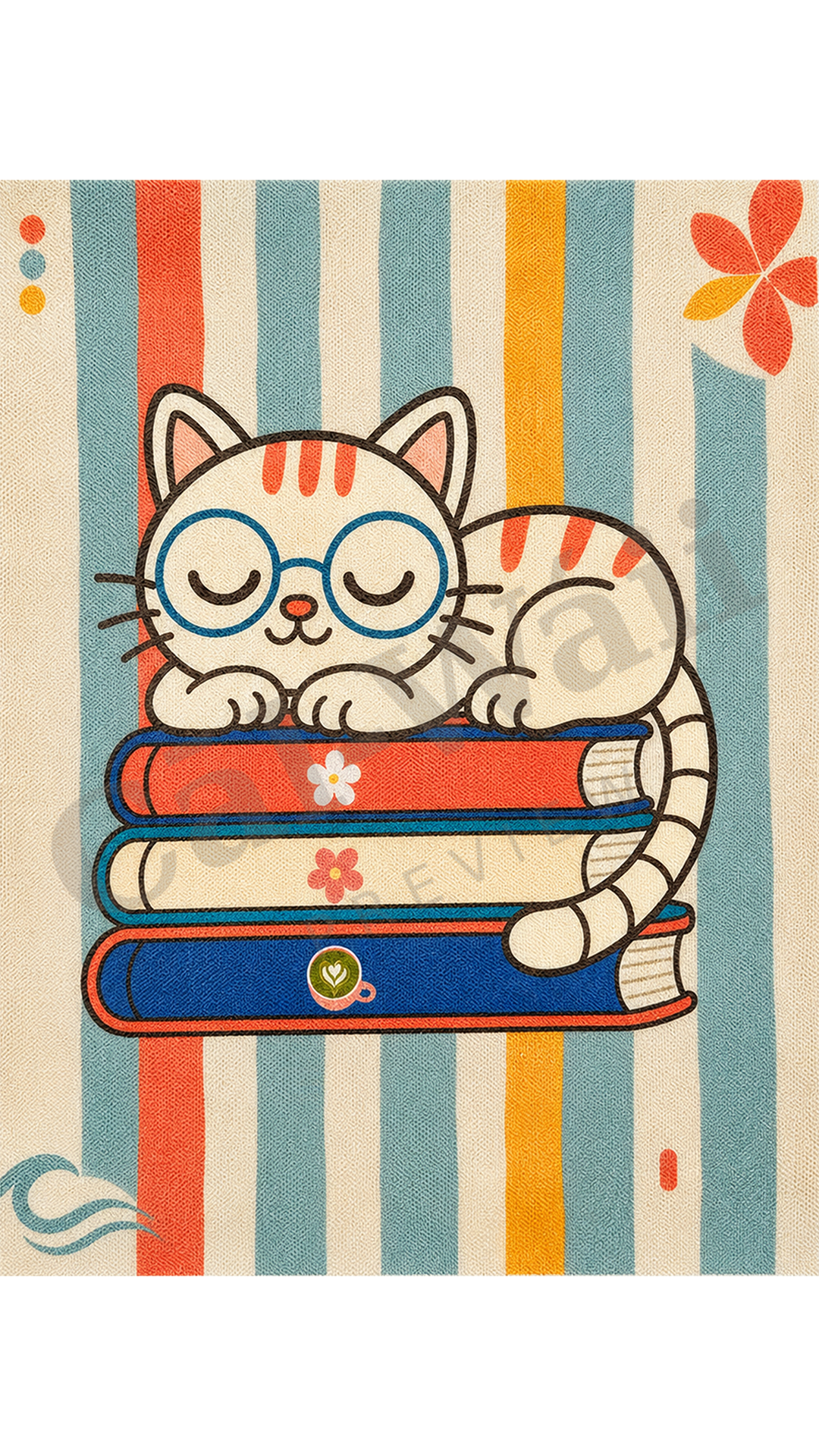 Sleeping Cat & Books Collection