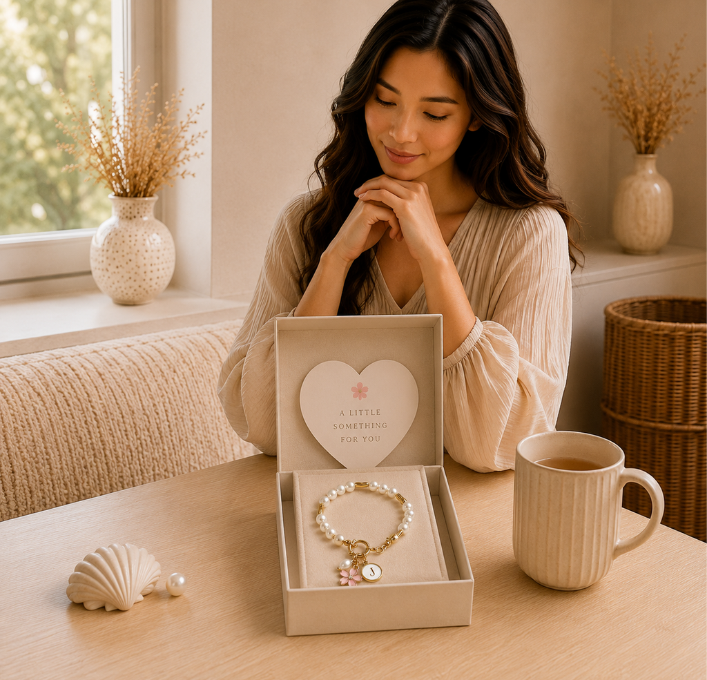 VB01-Coastal Pearl Sakura Charm Bracelet