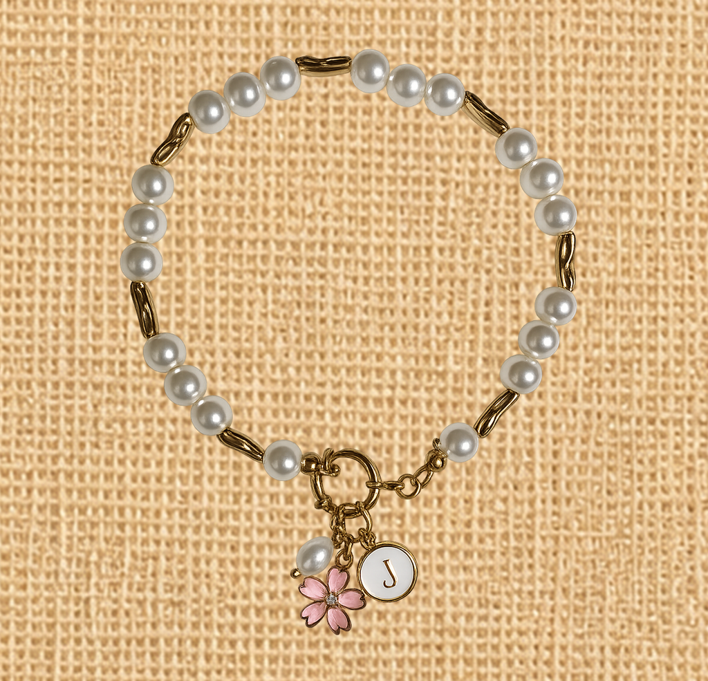 VB01-Coastal Pearl Sakura Charm Bracelet