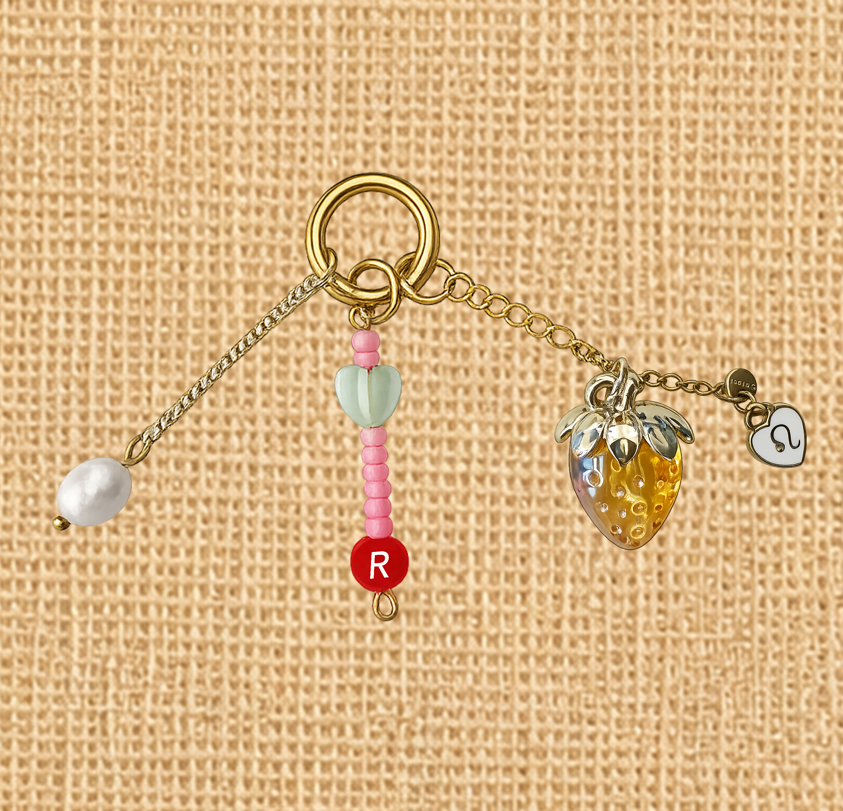 VB08-Tropical Strawberry Pearl Charm Keychain