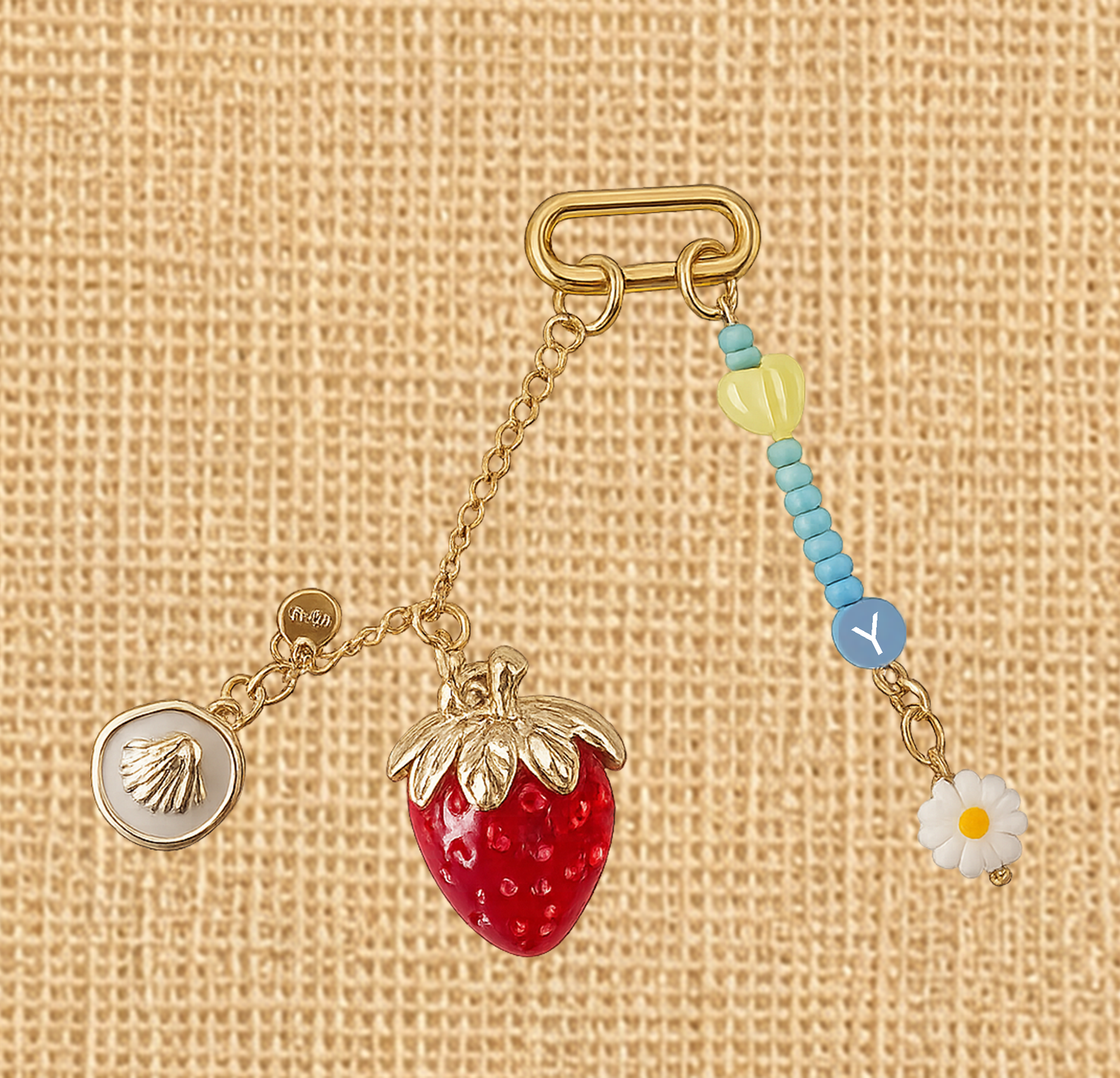 VB09-Coastal Strawberry Charm Keychain