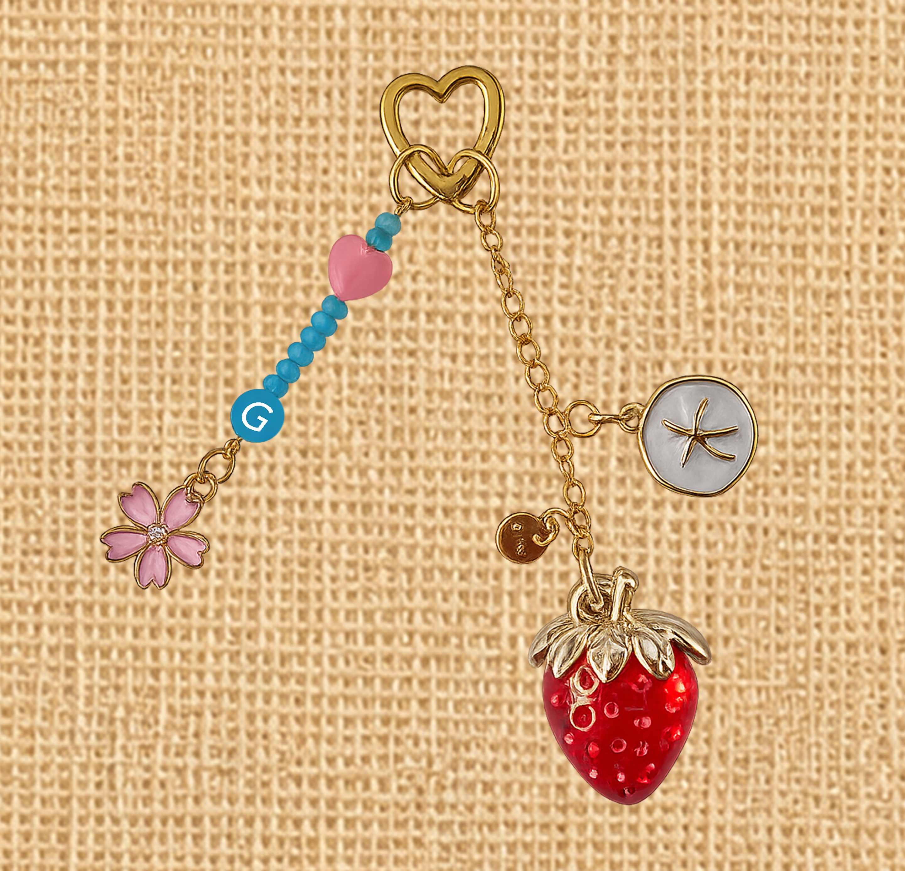 VB10-Tropical Sakura Strawberry Charm Keychain