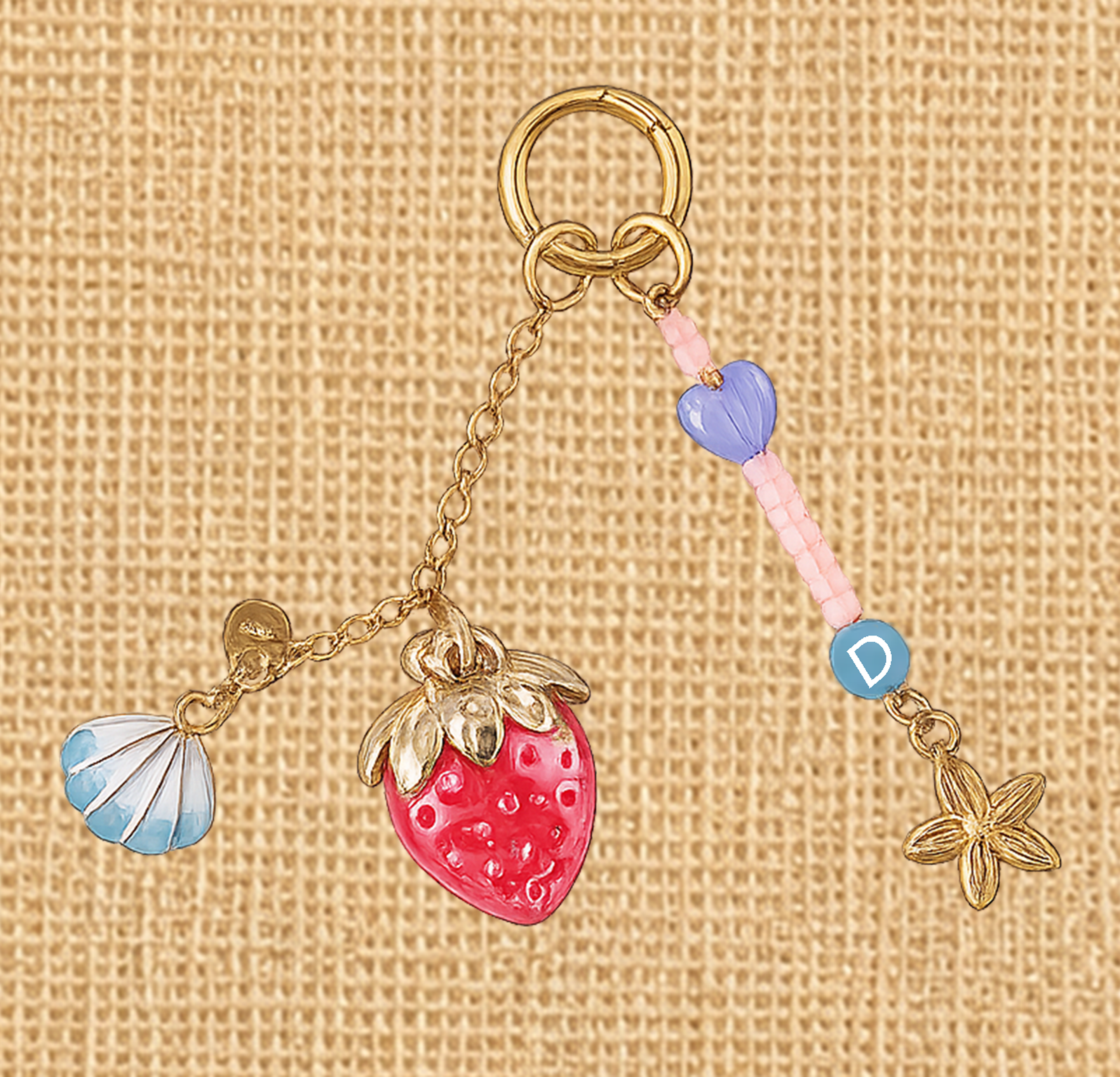 VB11-Coastal Strawberry Shell Charm Keychain