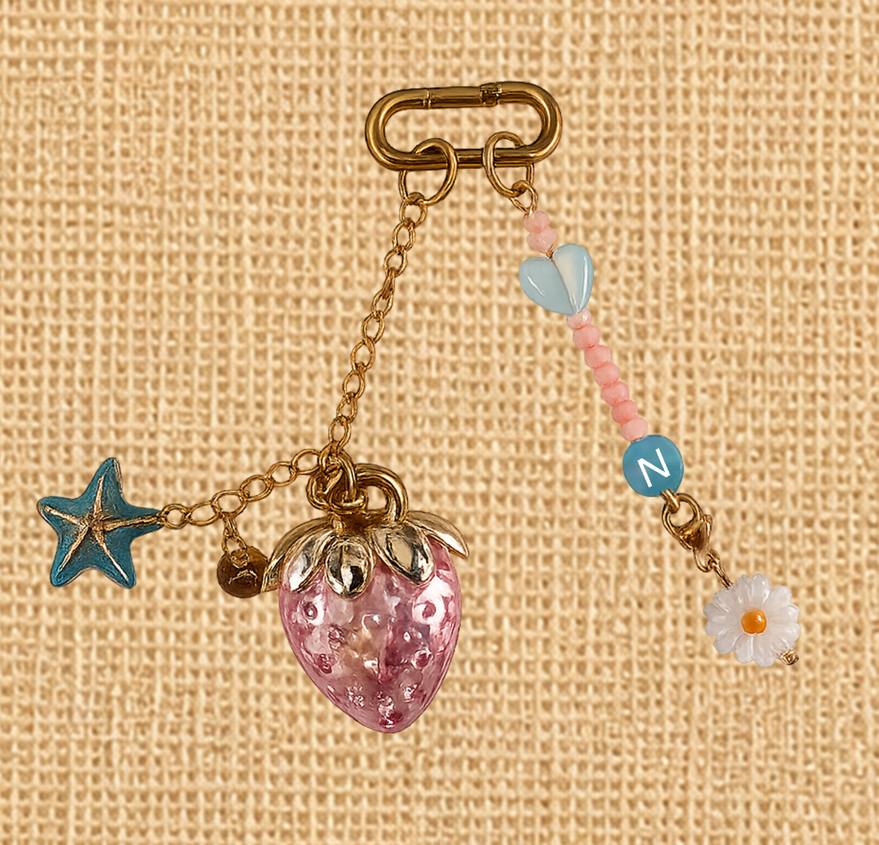 VB12-Coastal Starfish Strawberry Charm Keychain