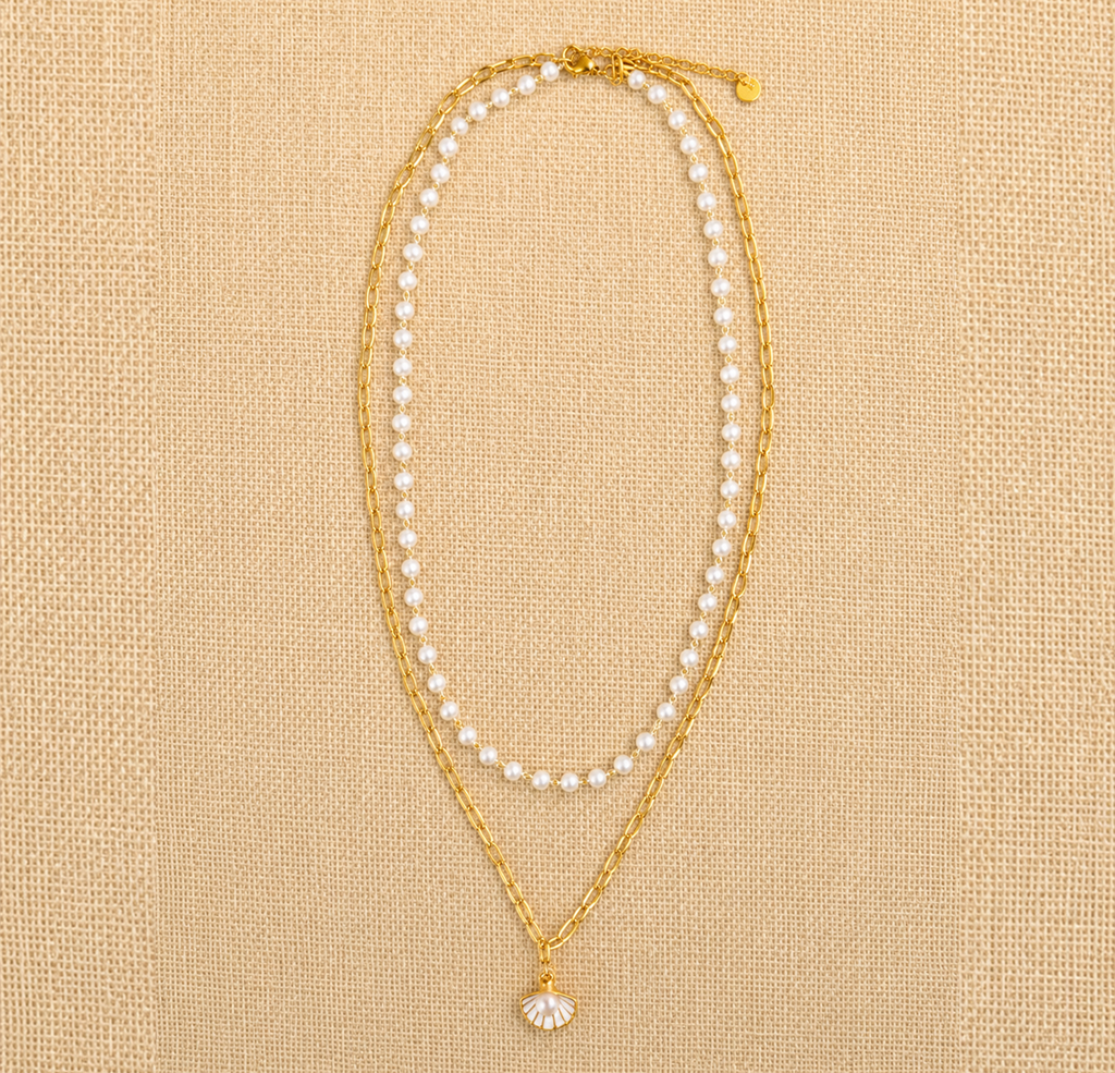 VB15-Pearl Shell Layered Necklace