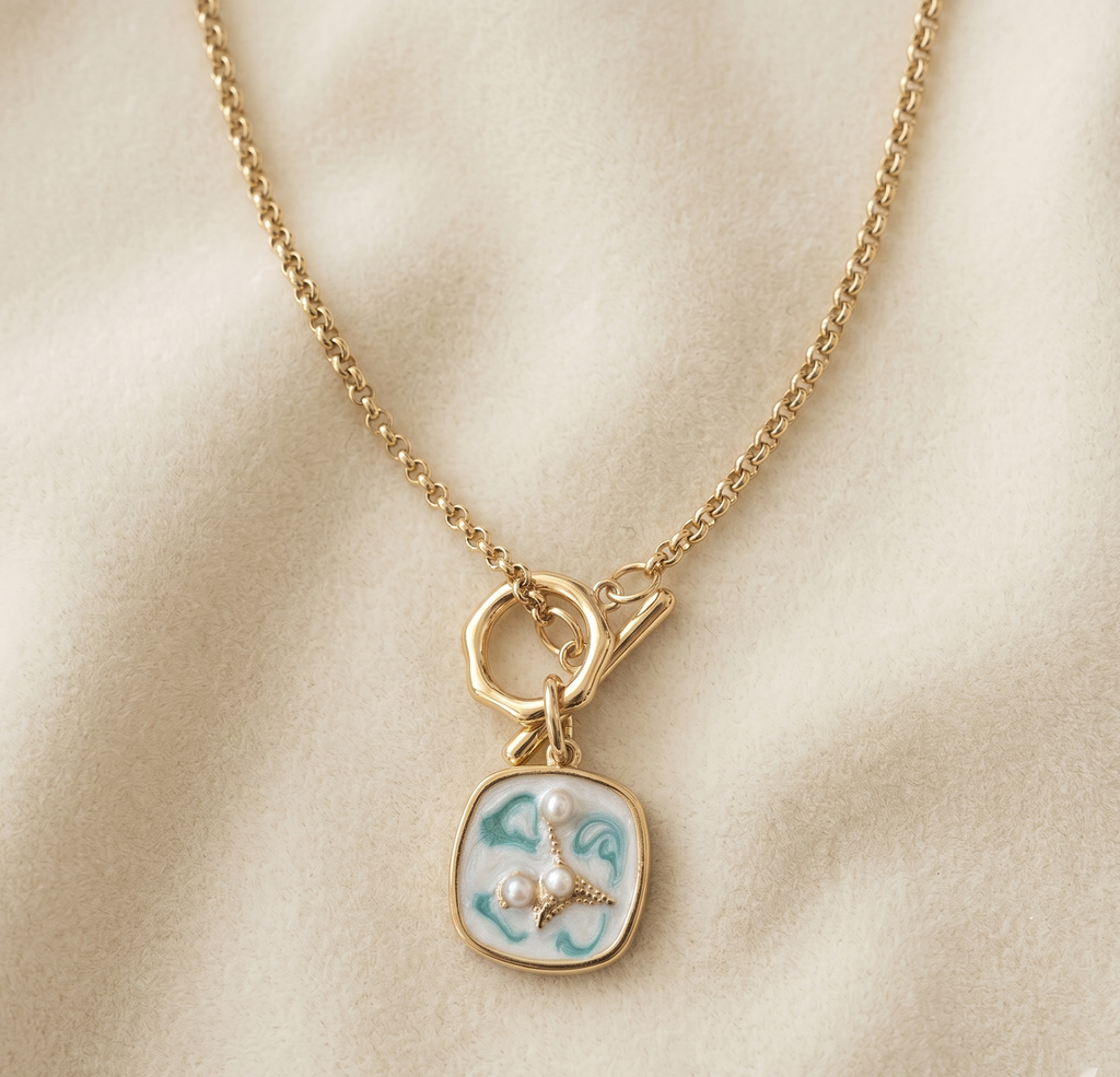VB17-Coastal Pearl Charm Necklace