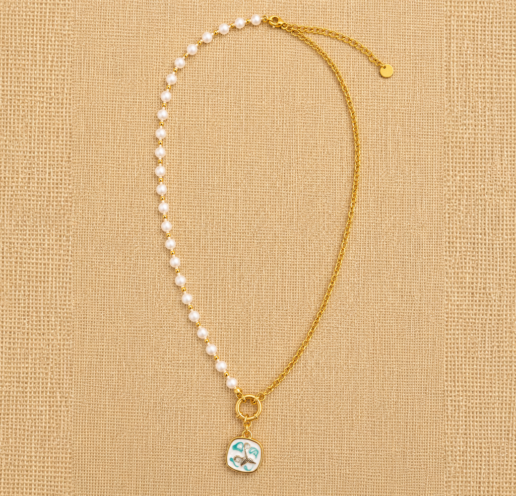 VB17-Coastal Pearl Charm Necklace