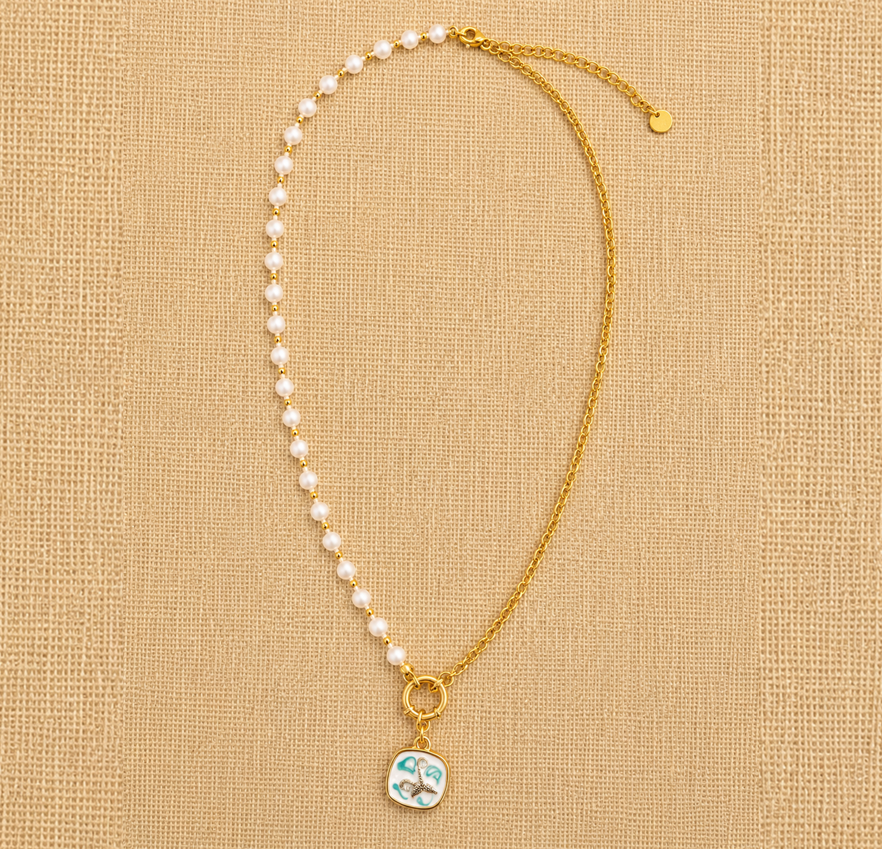 VB17-Coastal Pearl Charm Necklace