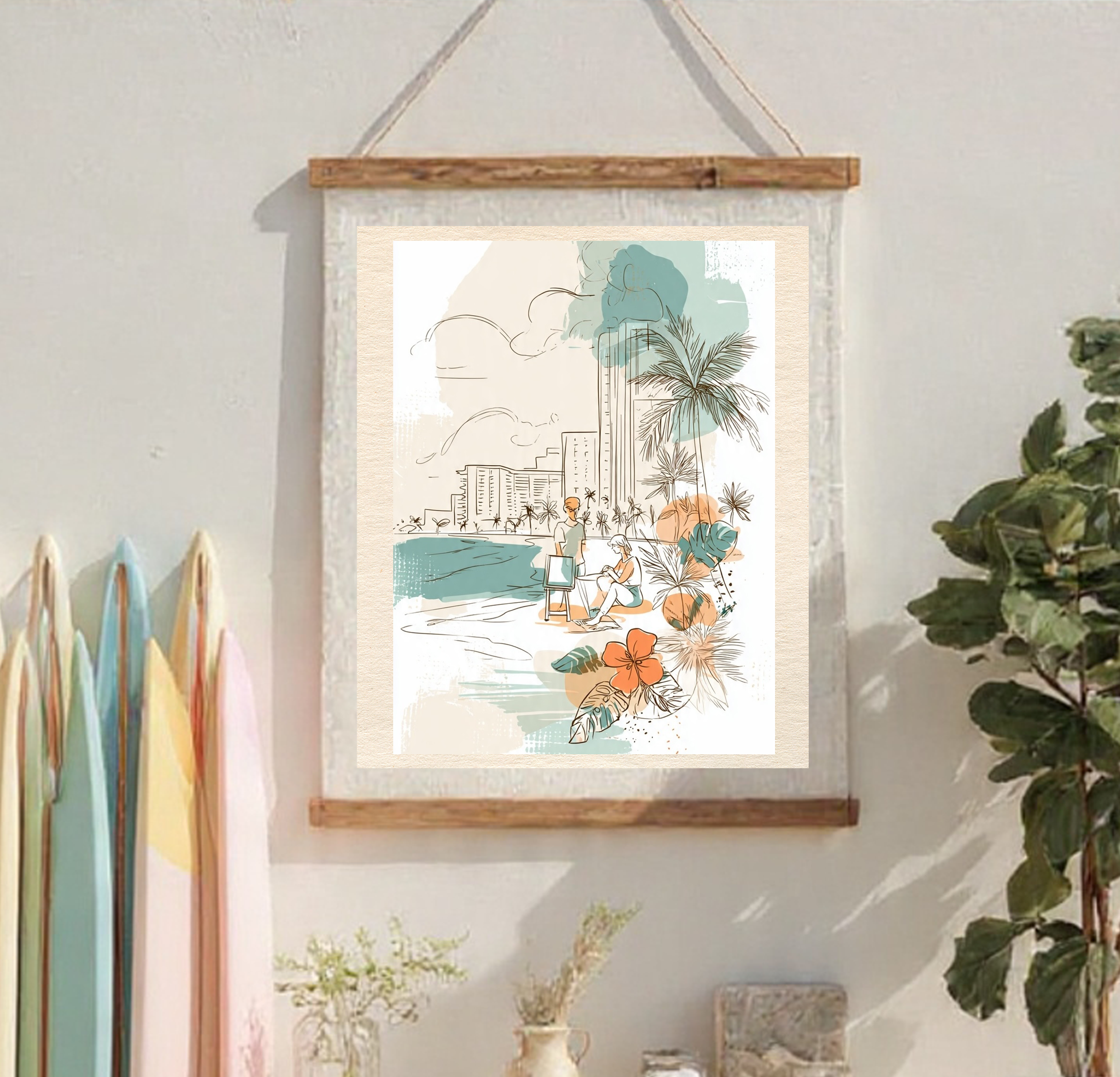 Waikiki Beach Sketch