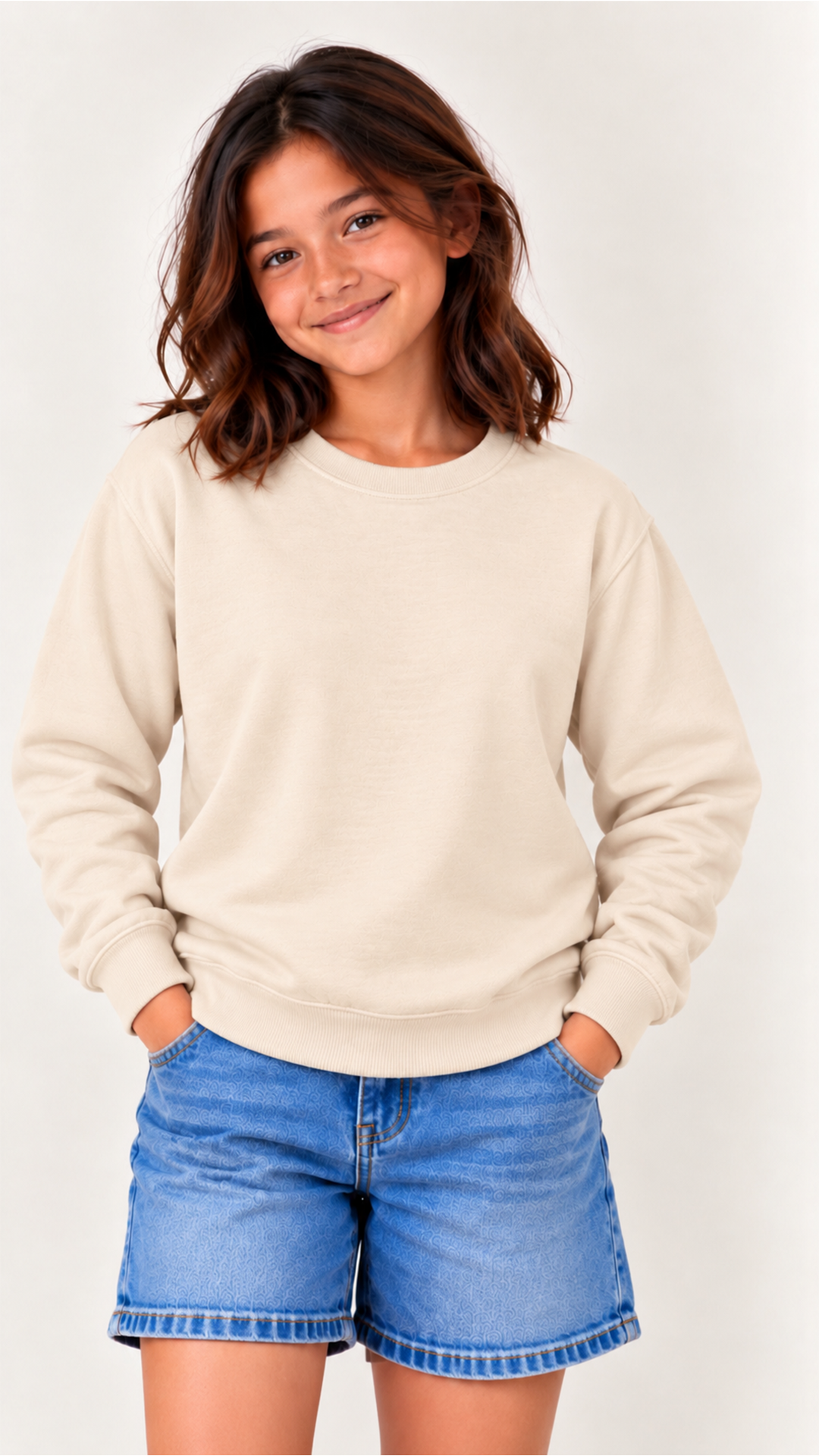 Custom Youth Girl Sweatshirt-Beige