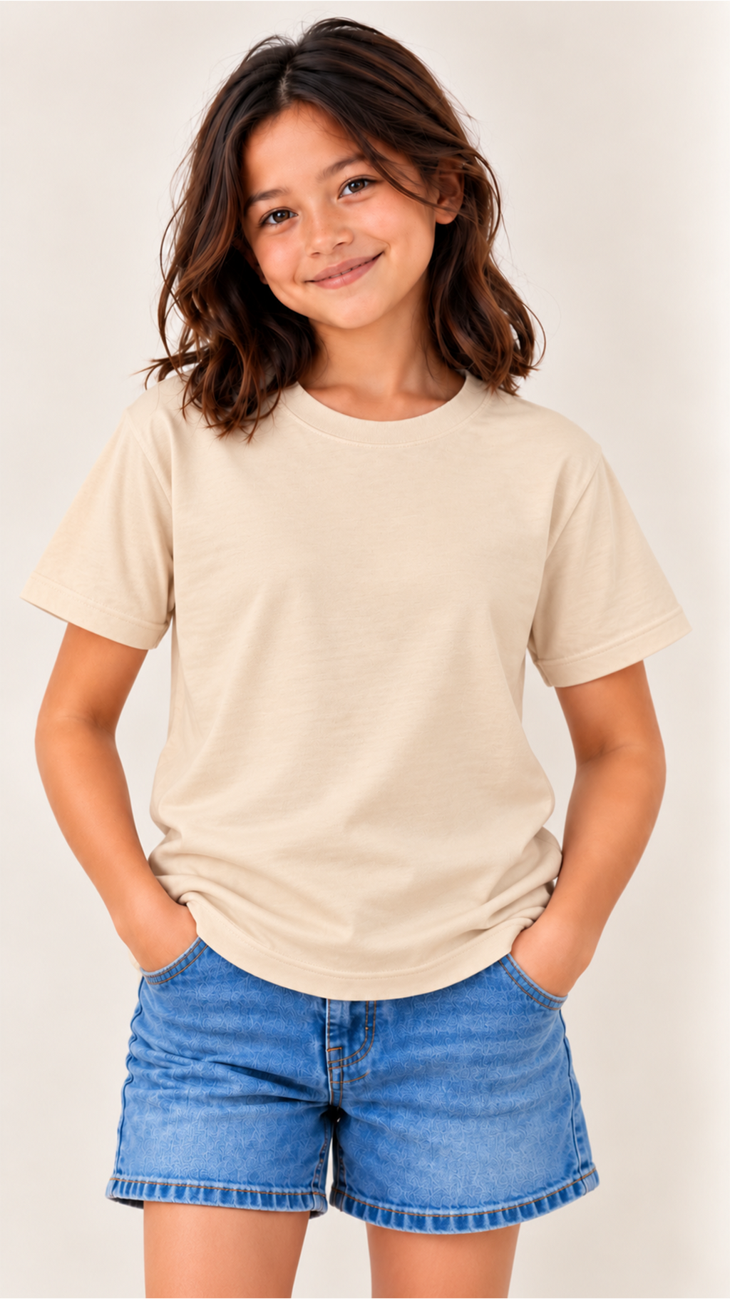 Custom Youth Girl T-Shirt-Beige