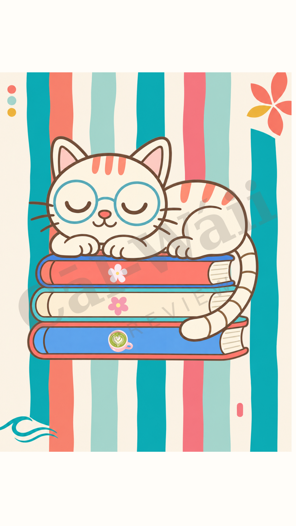 Multi Stripes Sleeping Cat & Books Collection